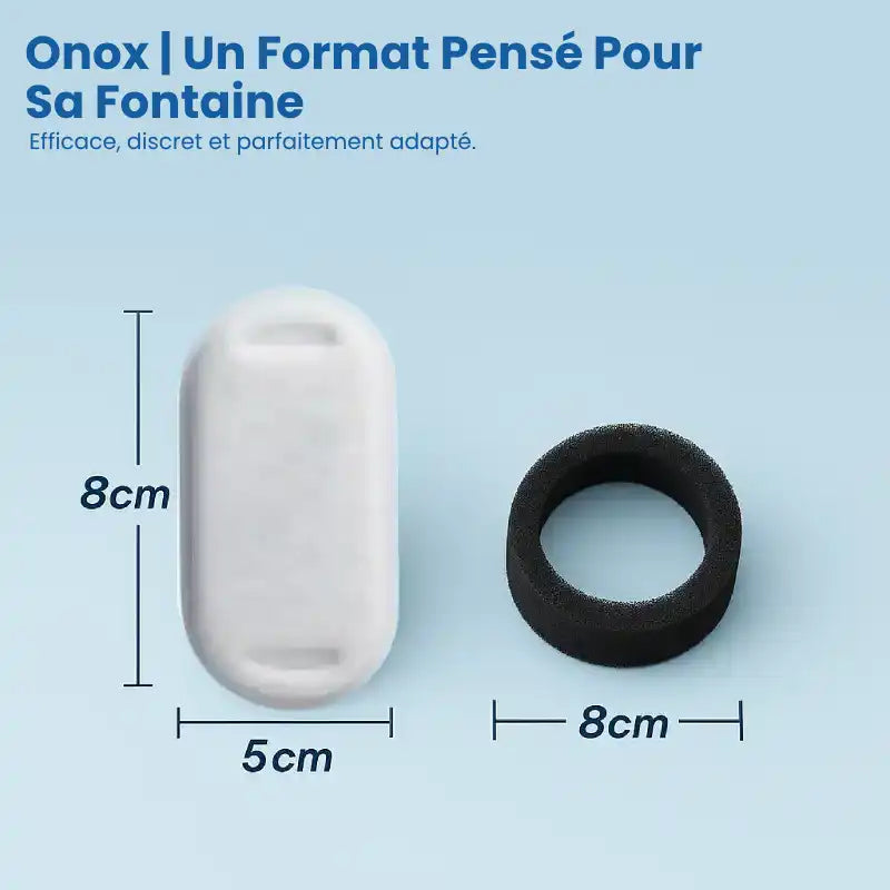 Filtre fontaine eau chats - Onox : dimensions du filtre