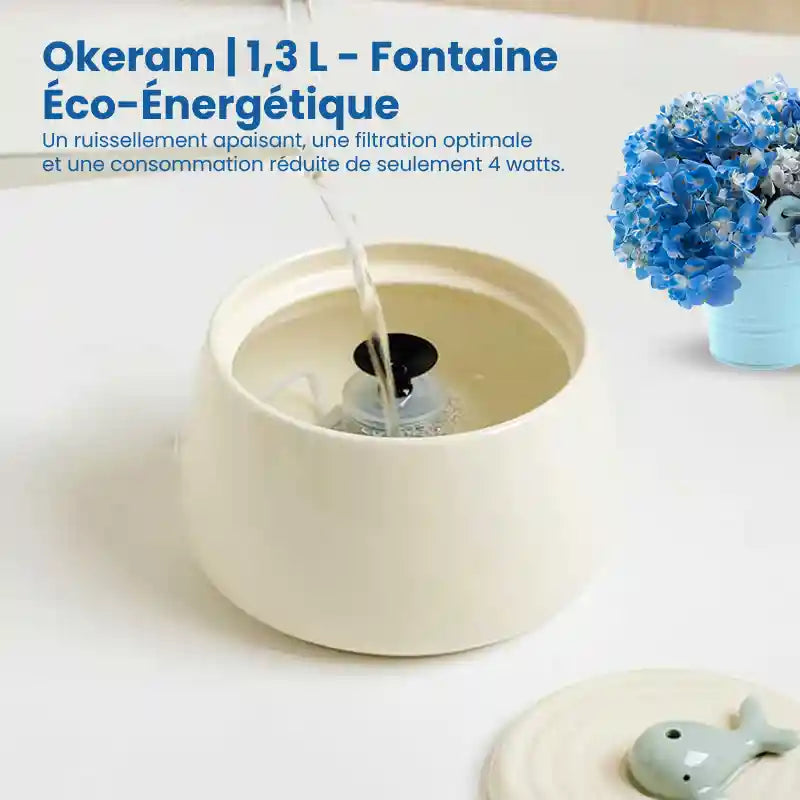 Fontaine a eau pour chat ceramique | Okeram avec bol