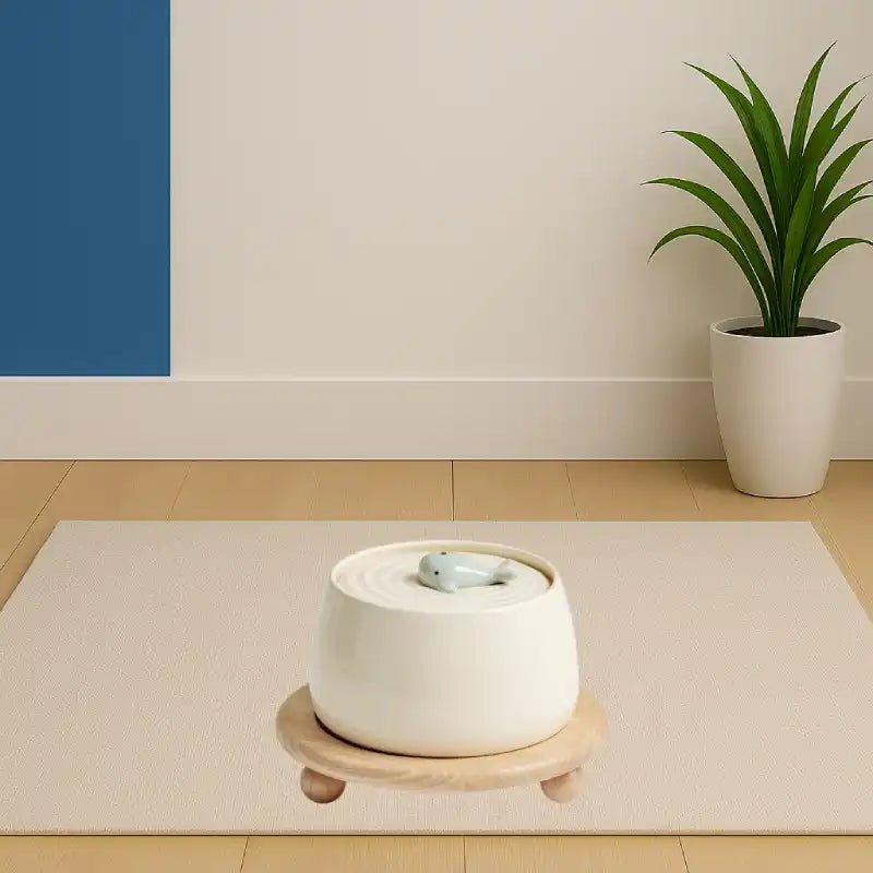 Fontaine a eau pour chat ceramique | Beige avec socle