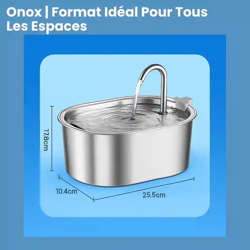 Fontaine a eau pour chat inox - Onox : dimensions compactes