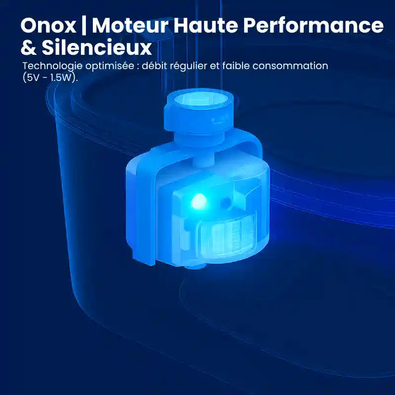Fontaine a eau pour chat inox - Onox : moteur haute performance