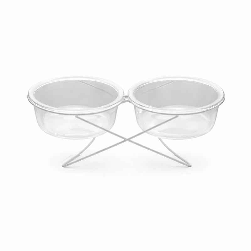 Gamelle chat verre - Gavska double bol packshot sur fond blanc - AstuceChat