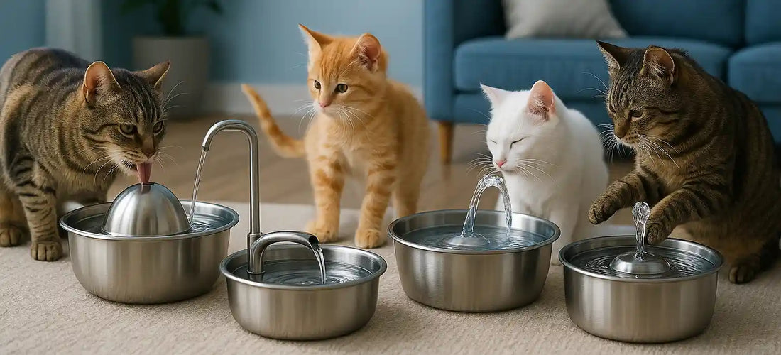 Fontaine a eau chat inox | Différents modèles avec des chats