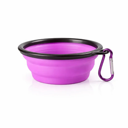 Gamelle chat silicone - Gaflexi - bol pliable violet avec mousqueton intégré - AstuceChat