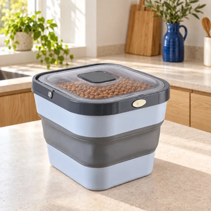 Bac a croquette - Stelo : Gris brume / Gris graphite, anse relevée dans une cuisine - AstuceChat