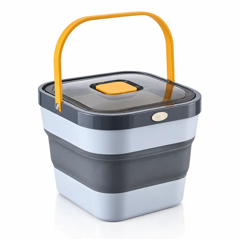 Bac a croquette - Stelo : coloris Gris brume / Jaune safran, anse relevée - AstuceChat