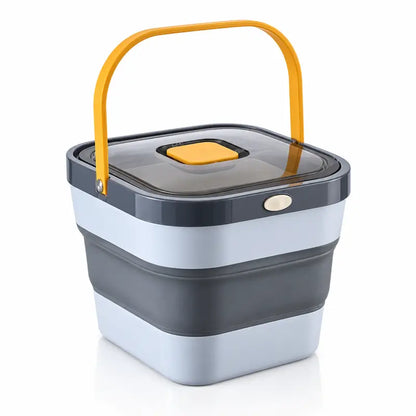 Bac a croquette - Stelo : coloris Gris brume / Jaune safran, anse relevée - AstuceChat