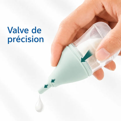 Biberon chaton anti-refus - Nelya : valve de précision Vert Tilleul - AstuceChat