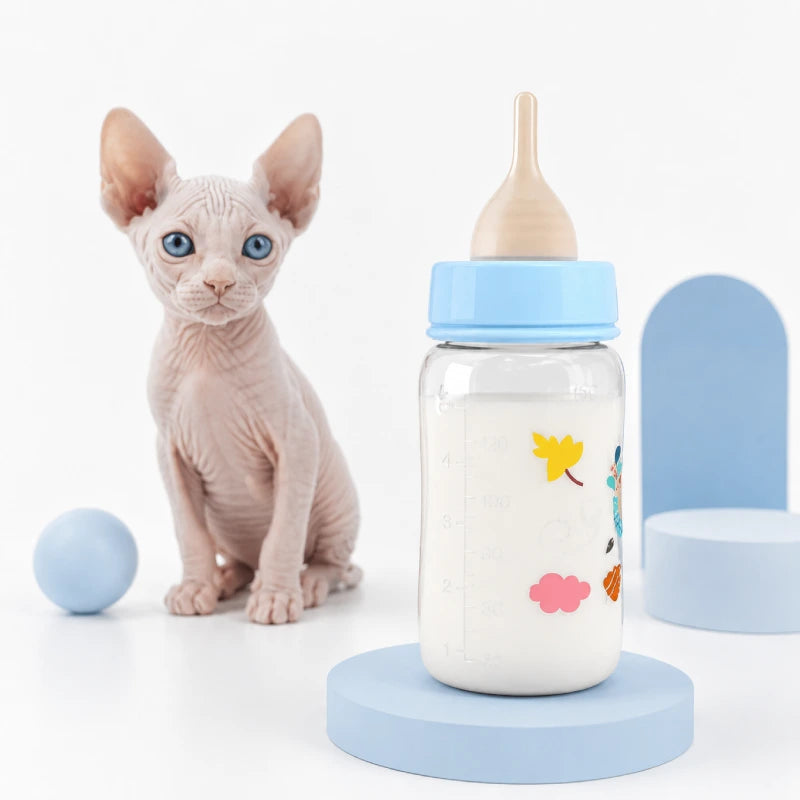 Biberon pour chatons débit contrôle - Neluna : chaton Sphynx  nourri au biberon - AstuceChat