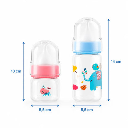 Biberon pour chatons débit contrôlé - Neluna : dimensions des formats 60 ml et 125 ml - AstuceChat