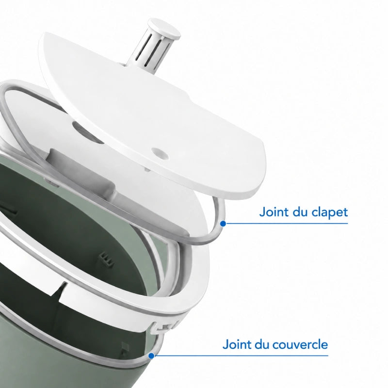 Boite pour croquette chat - Stemi : vue éclatée des joints du clapet et du couvercle - AstuceChat