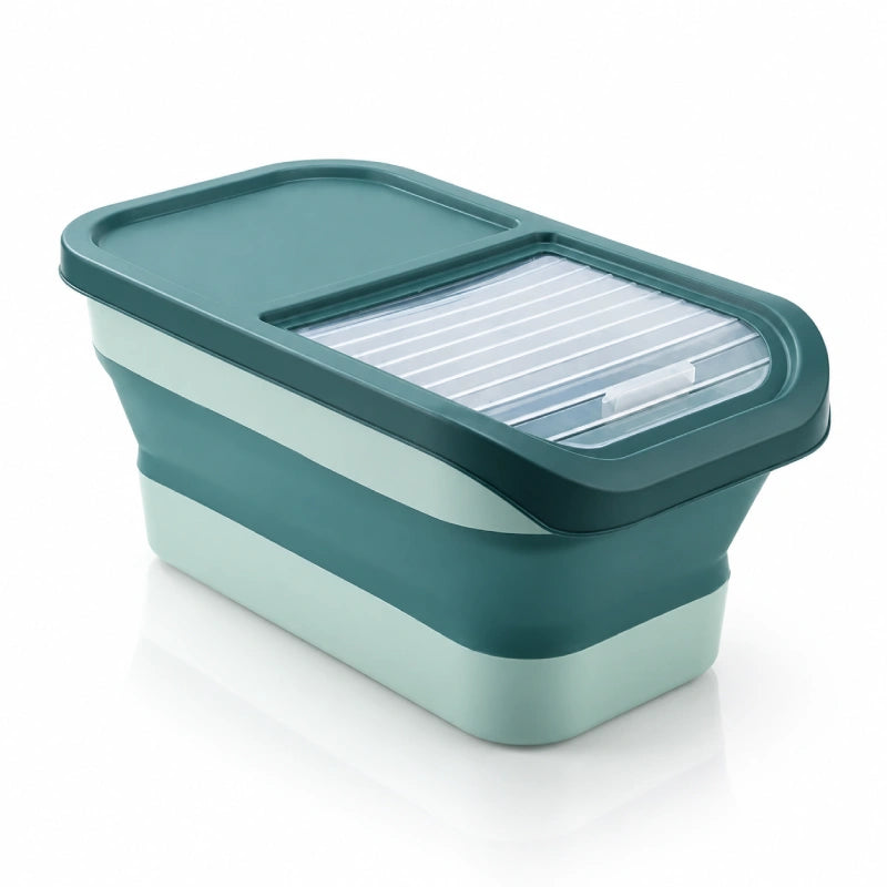 Boîte rangement croquette - Stelia : Vert/Menthe vue de trois quarts sur fond blanc - AstuceChat