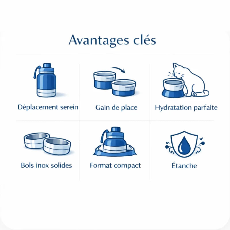 Bouteille gamelle de transport chat - Gaduo : avantages clés - AstuceChat