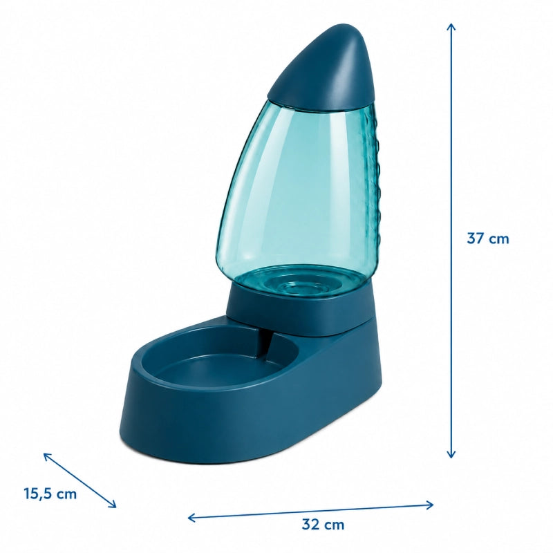 Distributeur automatique eau chat - Odubaï : Lagune Boréale avec dimensions techniques - AstuceChat