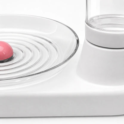 Distributeur d’eau pour chat à filtre inox permanent - Odis : détail du verre transparent et de la coupelle - AstuceChat
