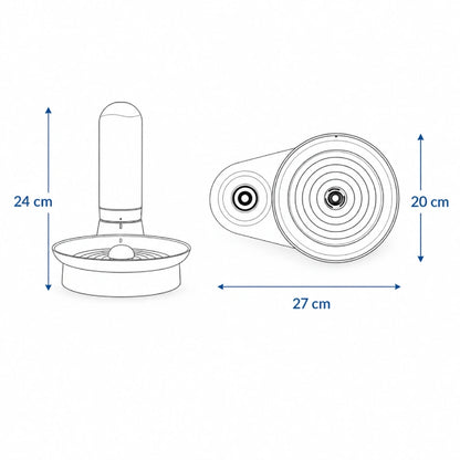 Distributeur d’eau pour chat à filtre inox permanent - Odis : dimensions 24 cm, 27 cm et 20 cm - AstuceChat