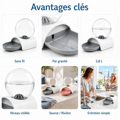 Distributeur d eau pour chat sans fil : Oline - avantages clés - AstuceChat