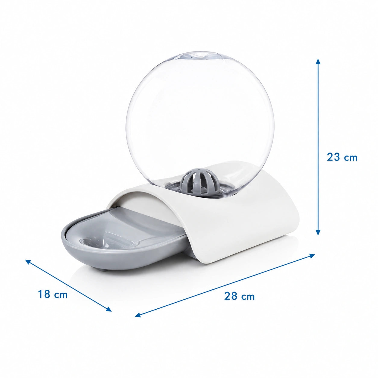 Distributeur d eau pour chat sans fil : Oline - Rivière Gris Perle dimensions 28 x 18 x 23 cm - AstuceChat
