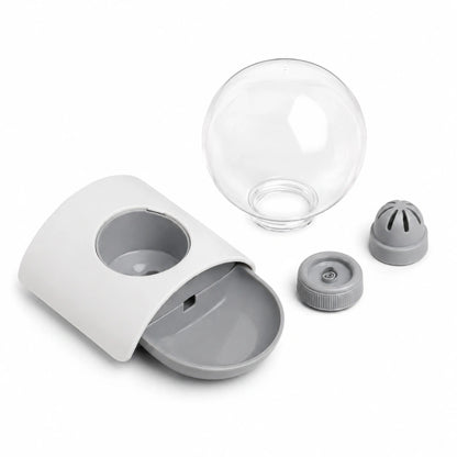 Distributeur d eau pour chat sans fil : Oline - Source Gris Perle vue éclatée des éléments - AstuceChat