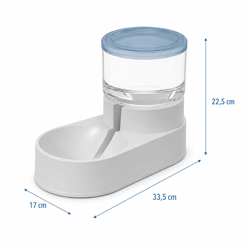 Distributeur eau chat design › Ovia :  dimensions Bleu Givré 17 x 33,5 x 22,5 cm - AstuceChat