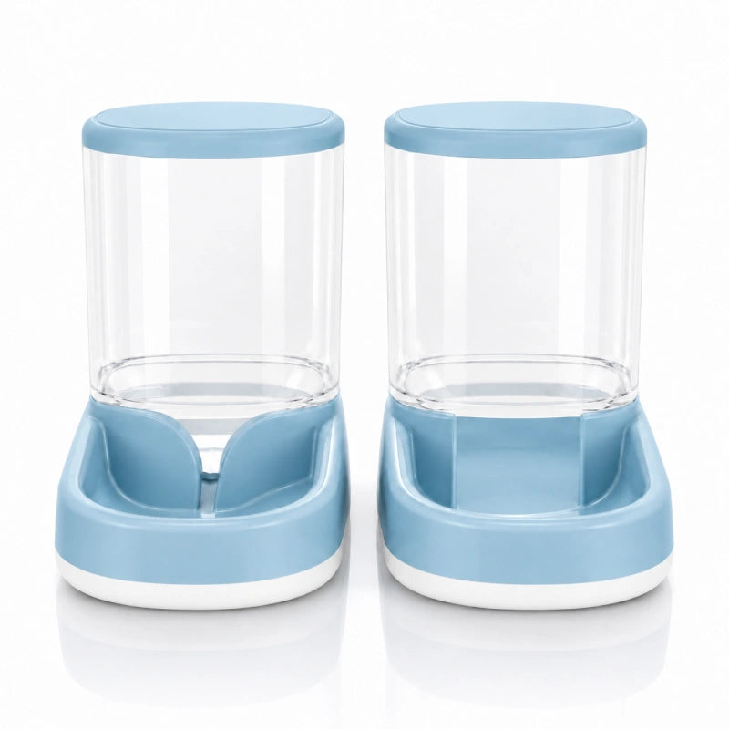 Distributeur eau croquettes compact chat - Duora : packshot du modèle Bleu Lagune - AstuceChat