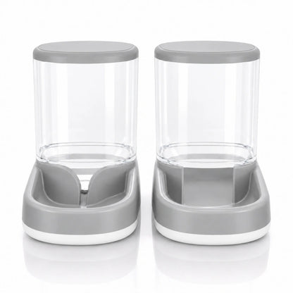 Distributeur eau croquettes compact chat - Duora : packshot du modèle Gris Brume - AstuceChat