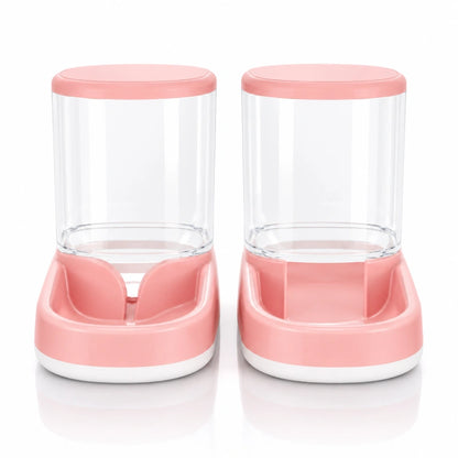 Distributeur eau croquettes compact chat - Duora : packshot du modèle Rose Poudré - AstuceChat