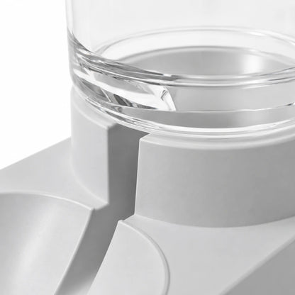 Distributeur eau croquettes design chat - Duovia : détail du réservoir transparent, modèle Bleu Givré - AstuceChat