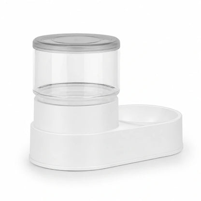 Distributeur eau croquettes design chat - Duovia : distributeur de croquettes du duo, modèle Gris Brume - AstuceChat