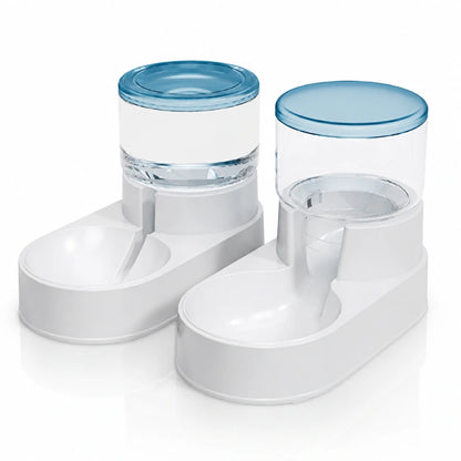 Distributeur eau croquettes design chat - Duovia : duo eau et croquettes, modèle Bleu Givré - AstuceChat