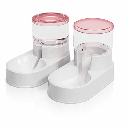Distributeur eau croquettes design chat - Duovia : duo eau et croquettes, modèle Rose Poudré - AstuceChat