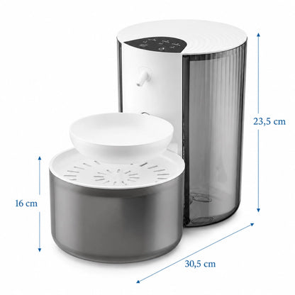 Distributeur eau intelligent chat - Orbia : dimensions du produit Graphite fumé - AstuceChat