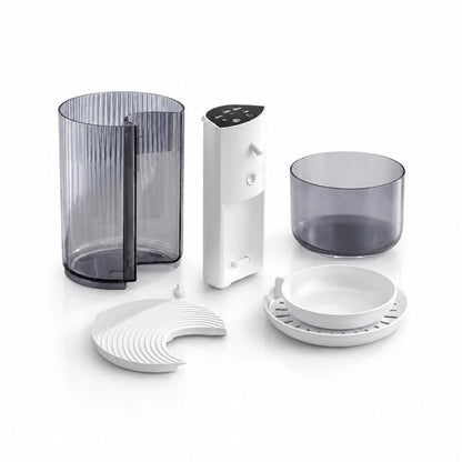 Distributeur eau intelligent chat - Orbia : vue éclatée du produit Graphite fumé - AstuceChat