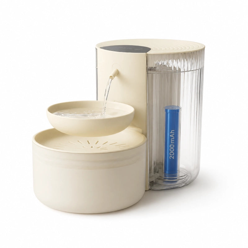 Distributeur eau intelligent chat - Orbia : batterie rechargeable 2000 mAh Ivoire Satin - AstuceChat
