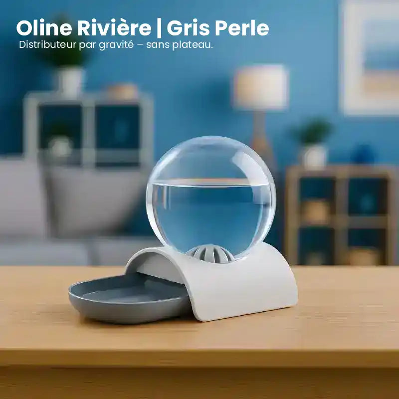 Distributeur eau pour chat - Oline : modèle Rivière Gris Perle- AstuceChat