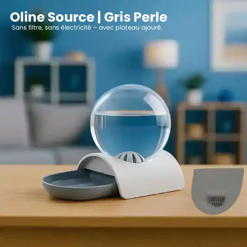 Distributeur eau pour chat - Oline : modèle Source Gris Perle- AstuceChat