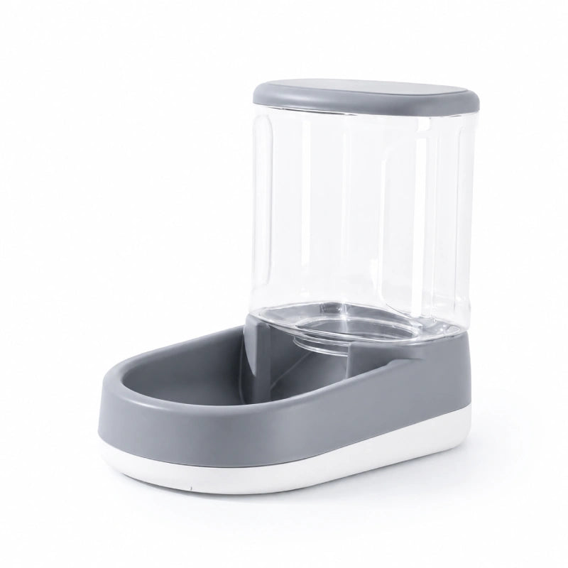 Distributeur nourriture chat - Coria : vue arrière du réservoir transparent Gris Brume - AstuceChat