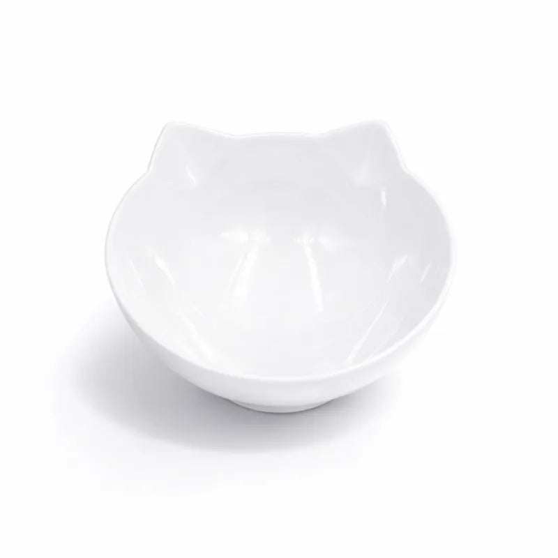 Double gamelle pour chat - Gaville : avec bol blanc ivoire vue de dessus - AstuceChat