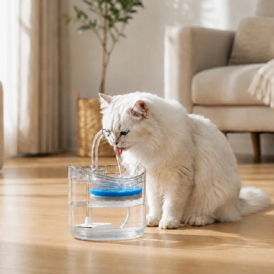 Fontaine à eau chat avec capteur de mouvement - Onoblia : chat qui boit dans la fontaine - AstuceChat