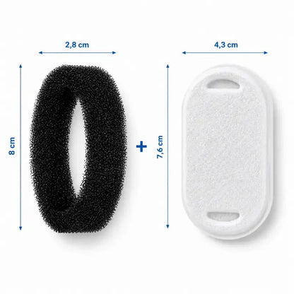 Fontaine a eau chat inox - Onox : dimensions du filtre et de la mousse - AstuceChat