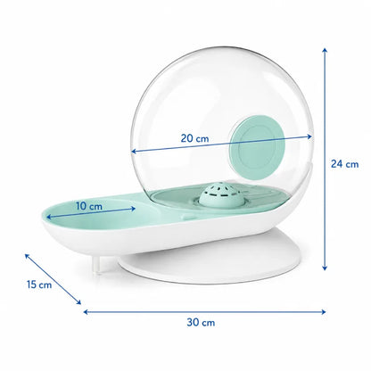 Fontaine à eau chat sans électricité - Oluna : dimensions de la fontaine - AstuceChat