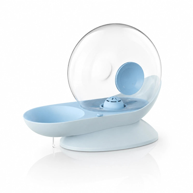 Fontaine à eau chat sans électricité - Oluna : modèle Bleu Céleste avec réservoir transparent - AstuceChat
