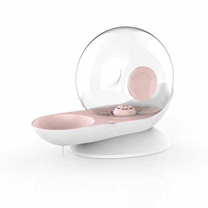 Fontaine à eau chat sans électricité - Oluna : modèle Rose Poudré avec réservoir transparent - AstuceChat