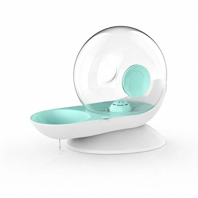 Fontaine à eau chat sans électricité - Oluna : modèle Vert Lagon avec réservoir transparent - AstuceChat