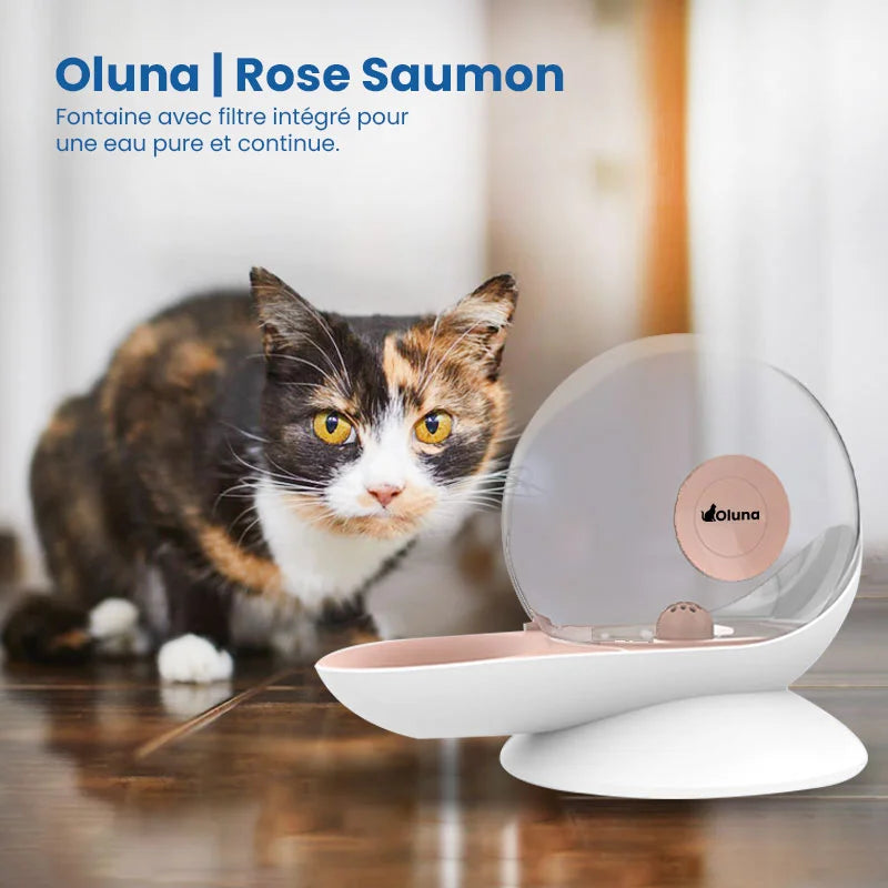 Fontaine à eau chat sans électricité  | Rose saumon