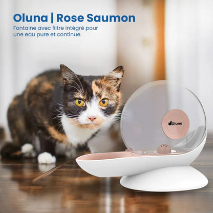 Fontaine à eau chat sans électricité  | Rose saumon
