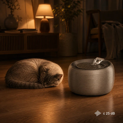 Fontaine à eau chat silencieuse - Oarty : fonctionnement ultra-silencieux 25 dB - AstuceChat