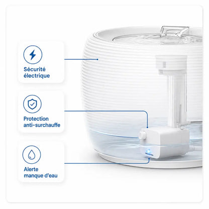 Fontaine à eau chat silencieuse - Oarty : sécurité électrique - AstuceChat