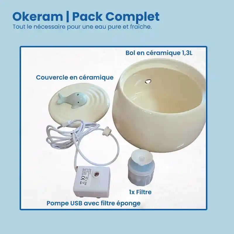Fontaine a eau pour chat ceramique  | Pack complet