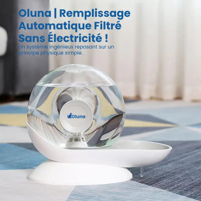 Fontaine à eau chat sans électricité - Oluna : sans électricité